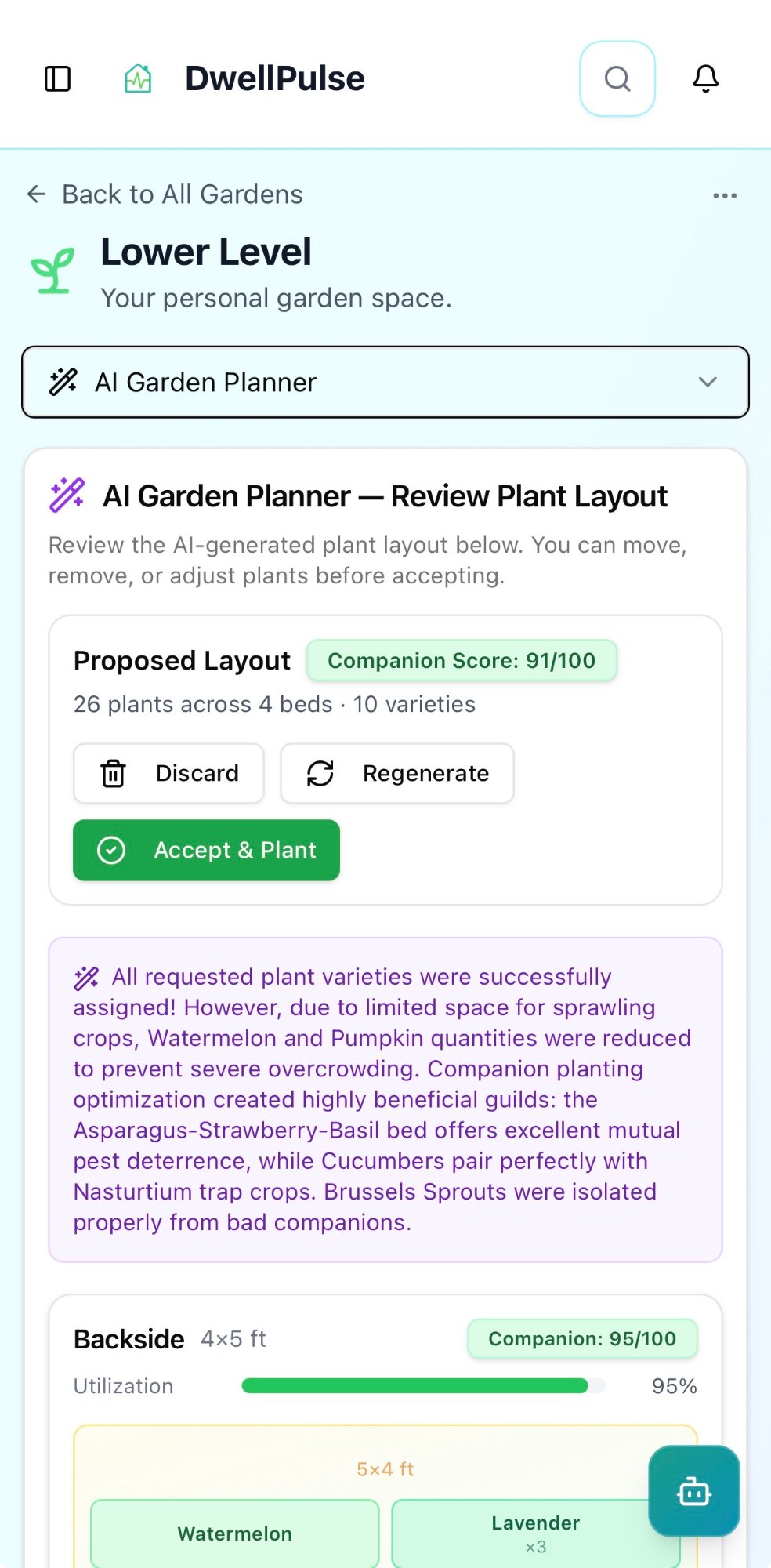 AI Garden Planner with companion planting optimization